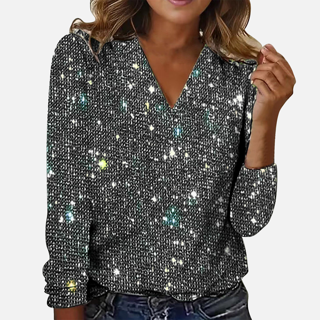 Jade |  V-Neck Diamond Blouse