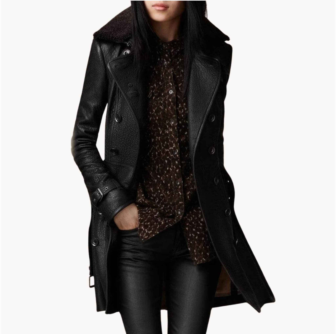 Silke | Classic Leather Trench Coat