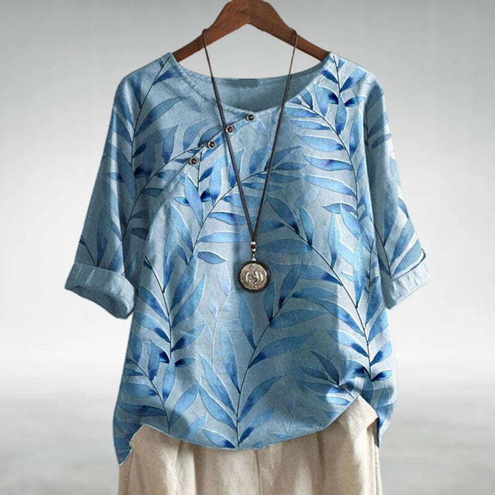 Sophie | Botanical Asymmetrical Button Blouse