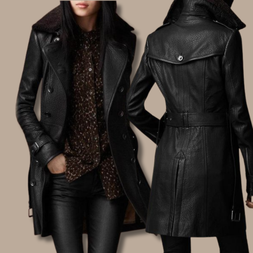 Silke | Classic Leather Trench Coat