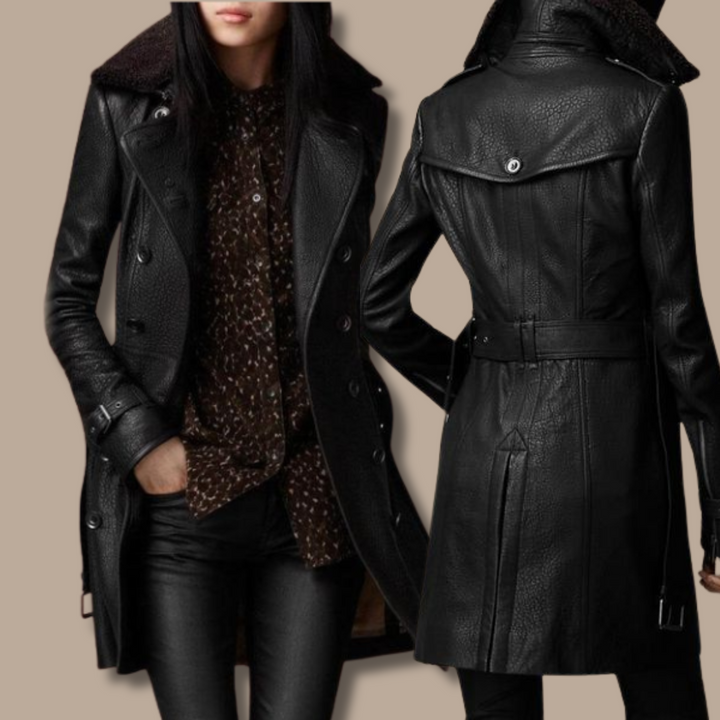 Silke | Classic Leather Trench Coat